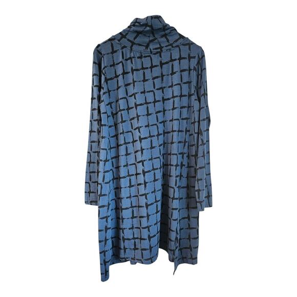 Snapdragon & Twig Dress Size Sm Blue Grid Pattern Asymmetrical Lagenlook Cowl... - Picture 2 of 11